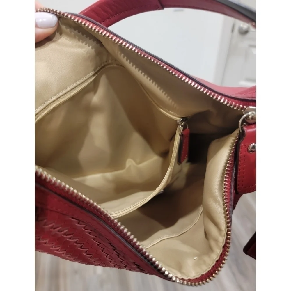 Coach Woven Leather Shoulder Bag with Detachable Crossbody Strap